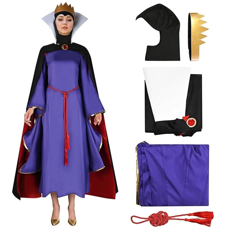 

Маскировка, женский костюм злой королевы, роскошный костюм для взрослых, костюм королевы ведьмы, женское платье для косплея, аксессуары, плащ с короной