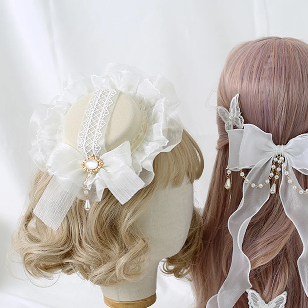 

4pcs Small Tops Hats For Hair Clips Barrettes Hairpins Hat Decorative Small Tops Hats Crafts Mini Round Hat Prop