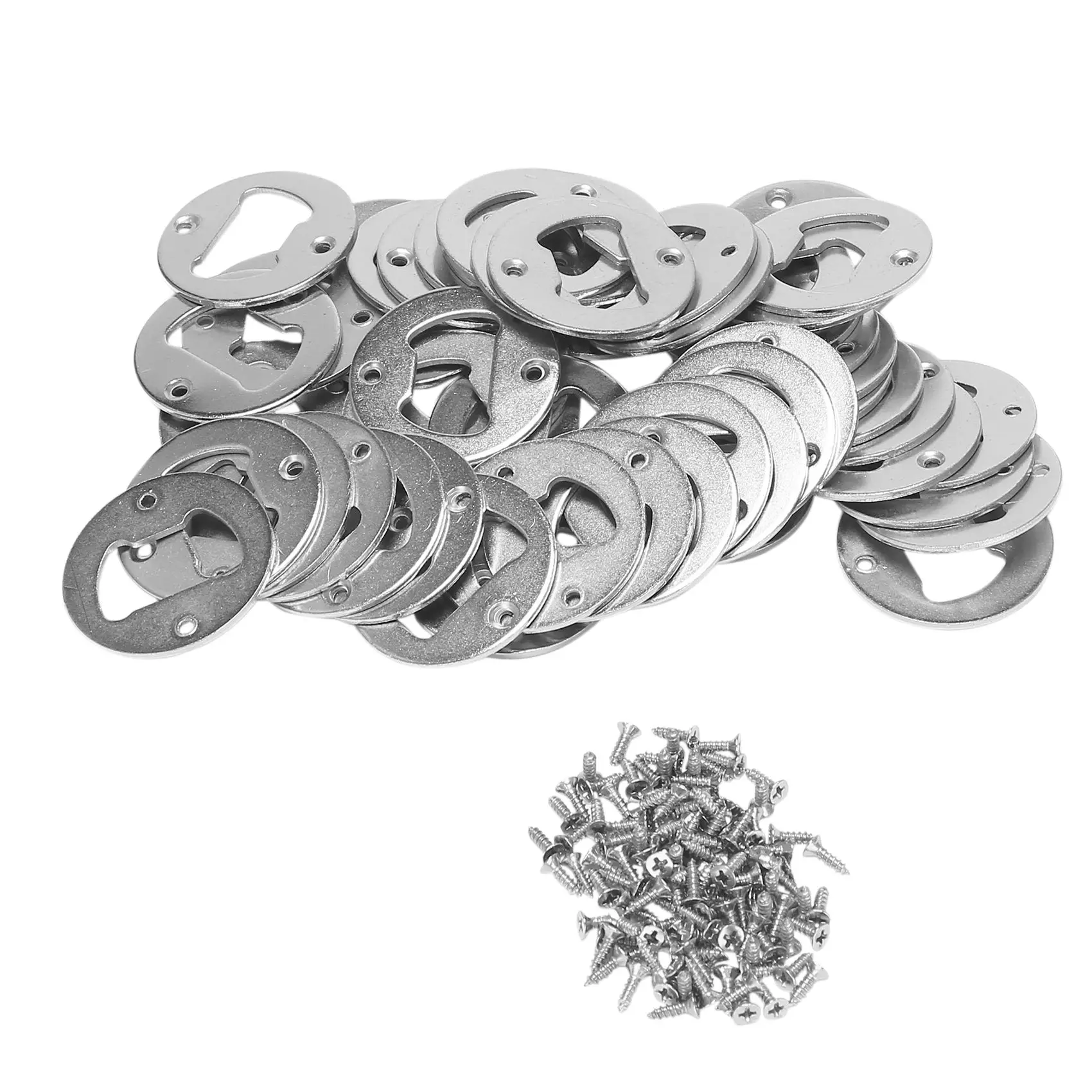 

50 Set Bottle Opener Insert Stainless Steel Round DIY Bottle Opener Hardware Kit Hardware Parts Supply with Screws