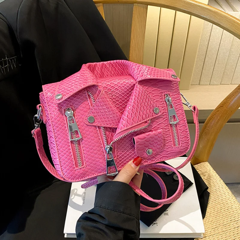 Small Square Bags for Women 2023 New Hip Hop Funny Fashion Rivet Shoulder Bag Personality Fashion Patent Leather Crossbody Bag