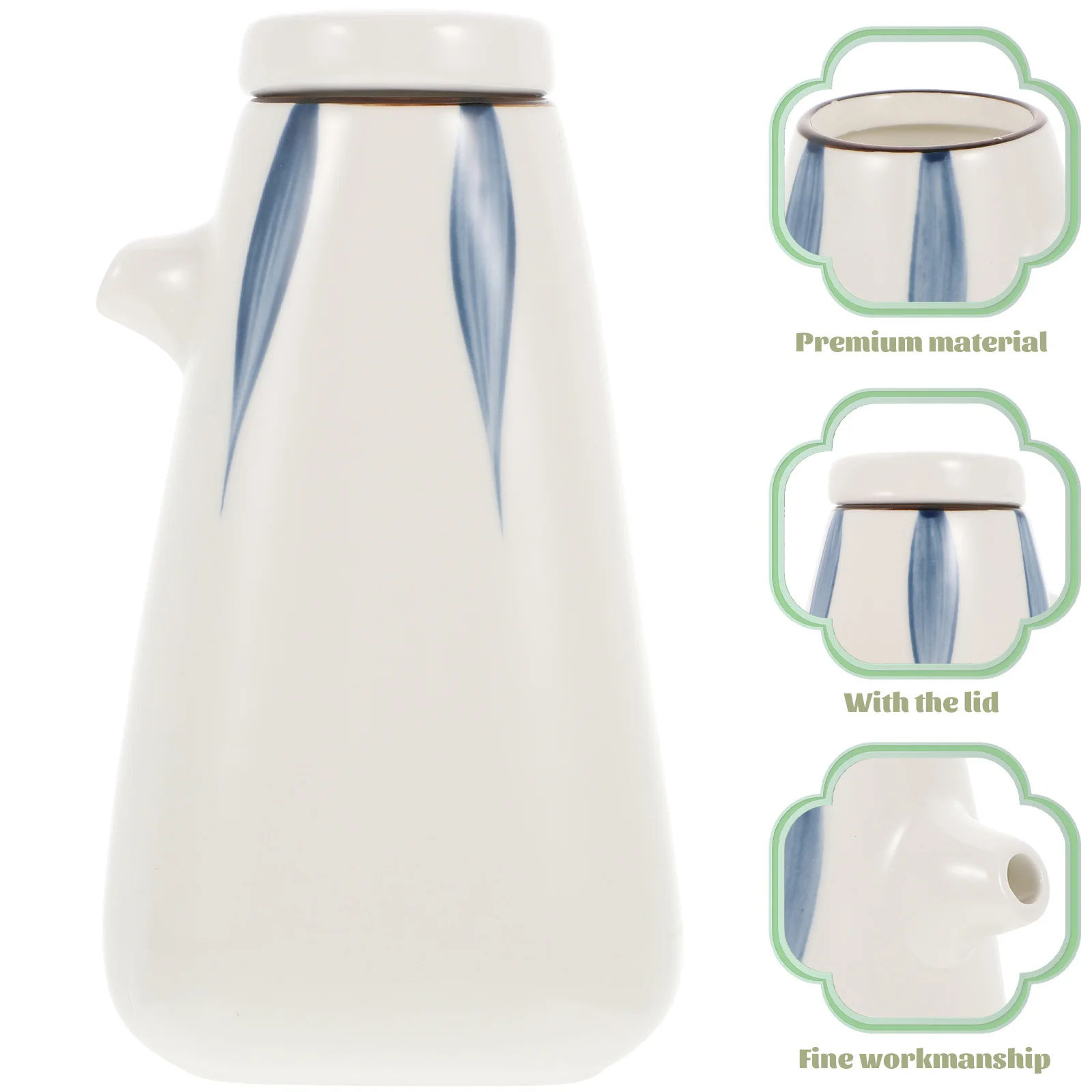 

Multipurpose Bamboo Leaf Sauce Bottle Japanese Style Ceramic Soy Sauce Dispenser Vinegar Container Kitchen Condiment Holder