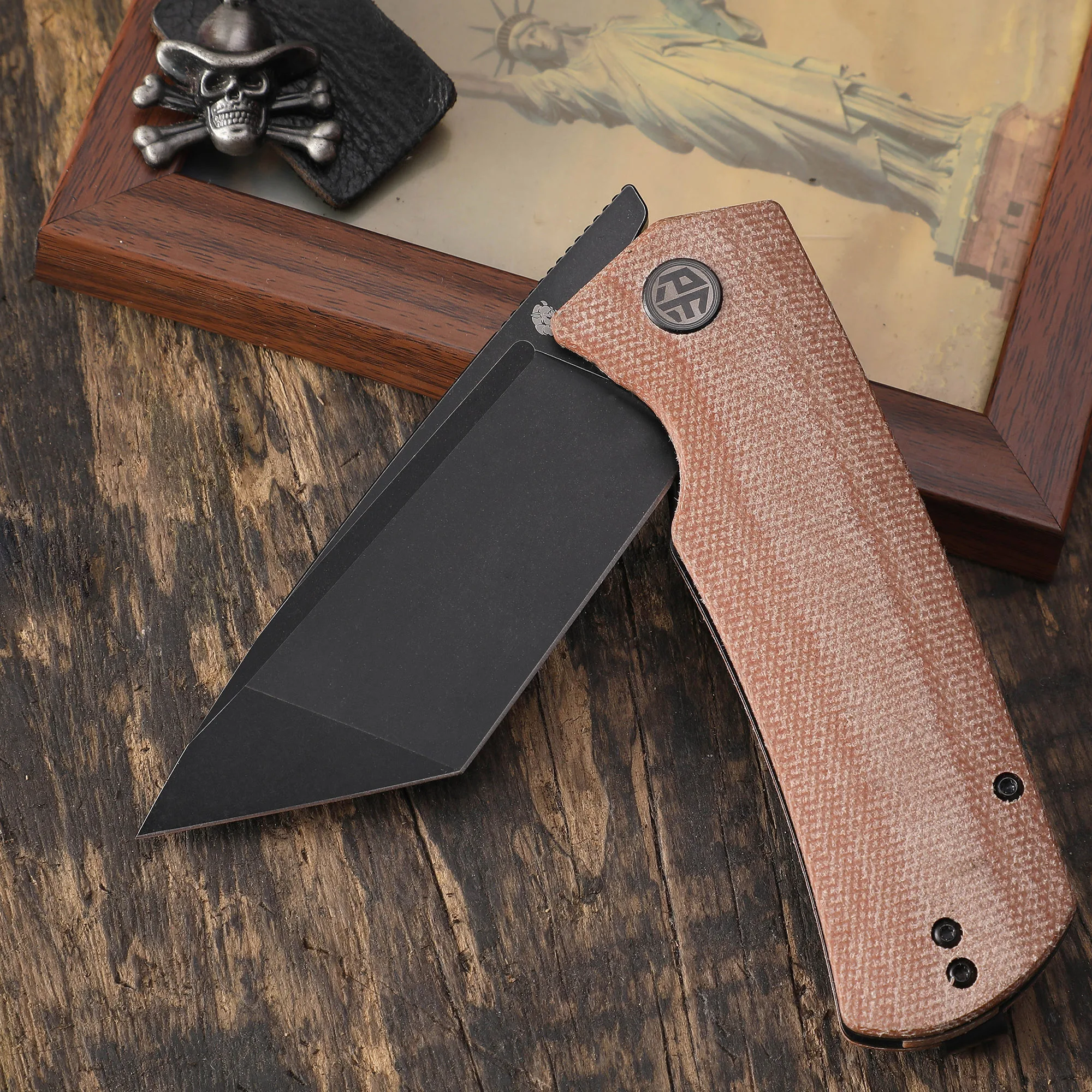 Petrified Fish PFP01T Pocket Hand Tools K110 Steel Blade Ceramics Ball Bearings Folding Knife Flax Handle Outdoor Hunting EDC