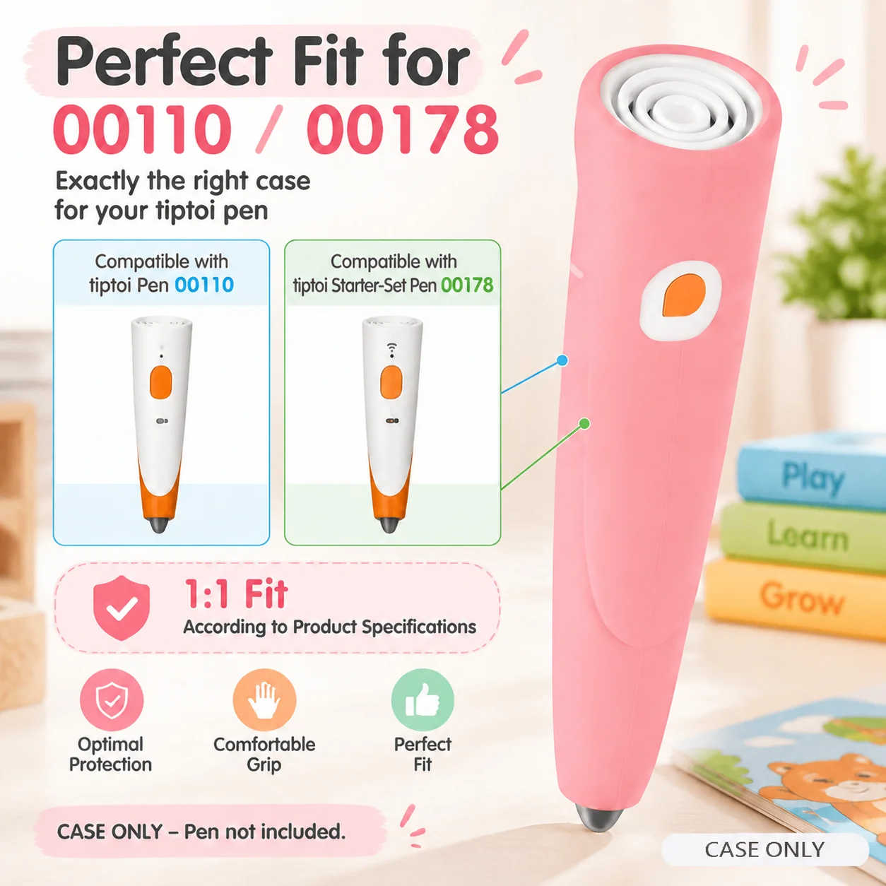 Silicone Case for Tiptoi Pen 00110 00112 00113 00111 00233 00159 001798 00114 00806 00700 Starter Set Pen, 1:1 Fit, Case Only