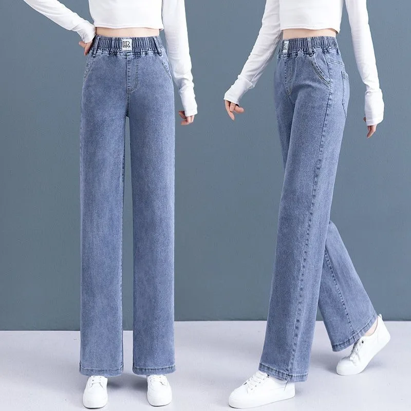 2023 neue Jeans Frauen Frühling Herbst hohe Taille lose gerade Bein Hosen weites Bein Hosen zeigen dünne vielseitige lässige lange Hosen