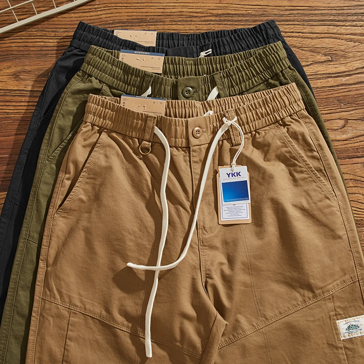 

Мужские повседневные рабочие брюки American Sle, свободные прямые широкие брюки, вельветовые длинные брюки с эластичной резинкой на талии