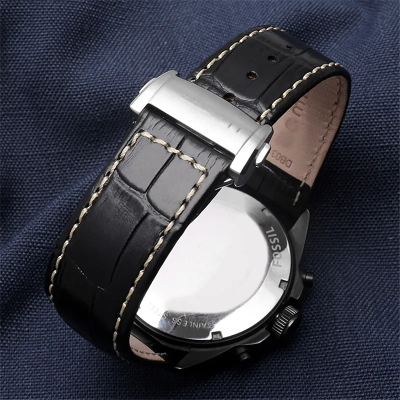 Genuine Calfskin Leather Strap 20mm 22mm Men Folding Buckle Bracelet for Hamilton KHAKI AVIATION JAZZMASTER Series Watch Band