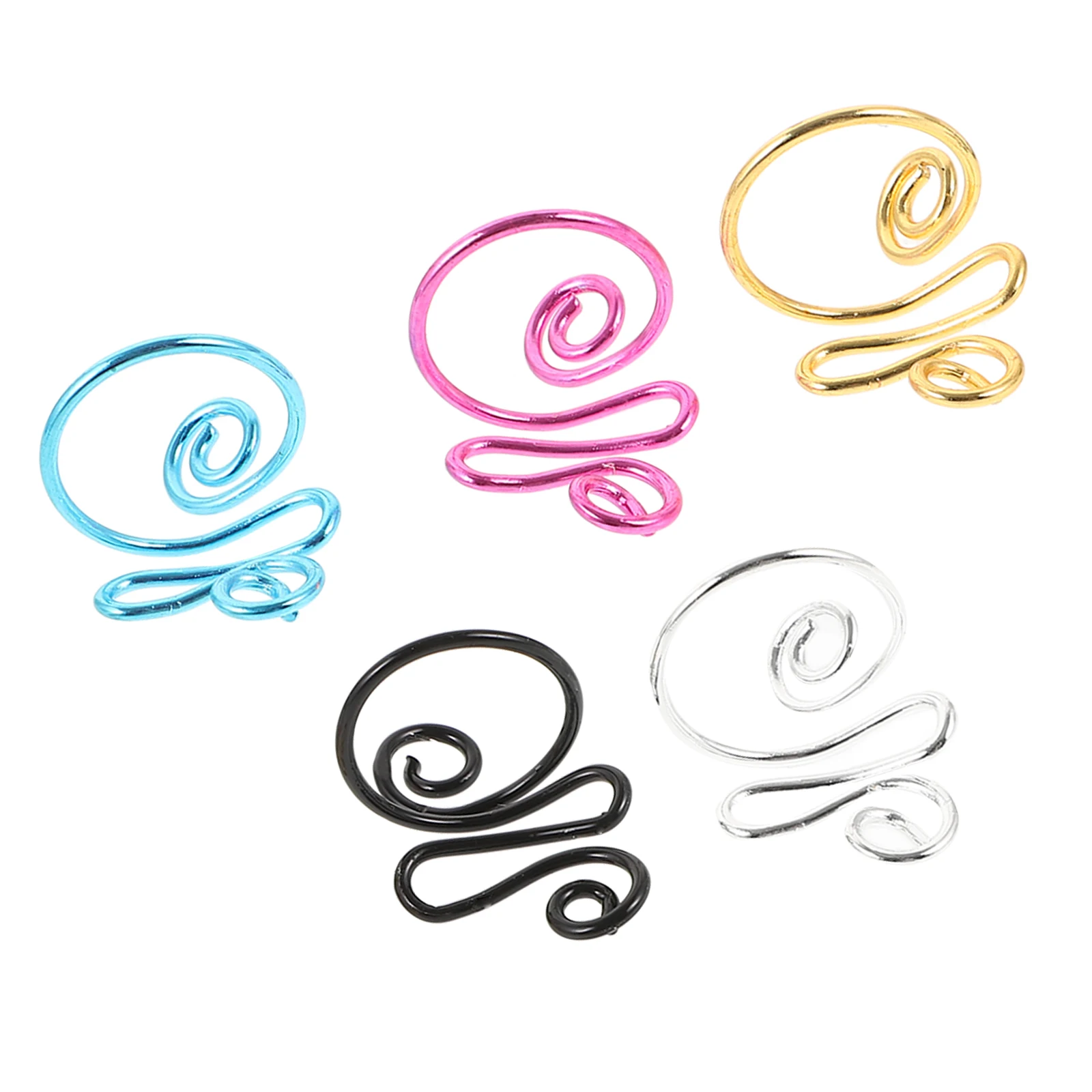 

5 Pcs Finger Rings Crochet Hooks Knitting Loops Yarn Guide Open Decorative Pink Gold Black Silver Blue Sewing Tools