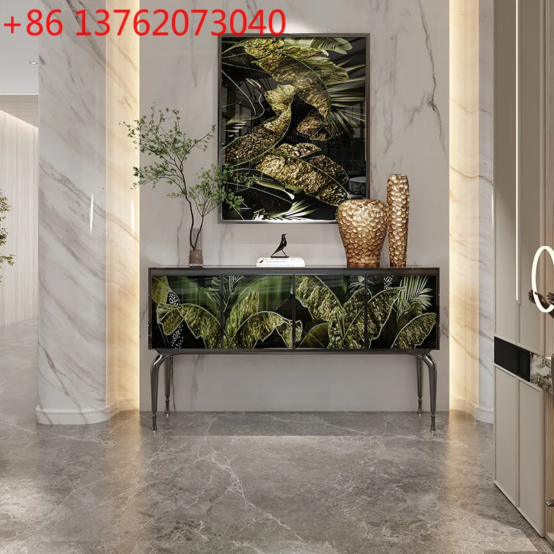 French light luxury dining side cabinet, living room wall decoration storage, high-grade sensitive crystal porcelain