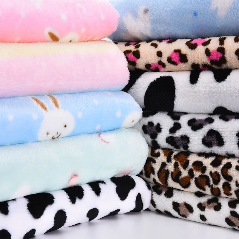 Thickened Double-sided Coral Fleece Fabric Baby Flannel Bedding Material French Terry Fabric Soft Plush Fabric for DIY Handcraft