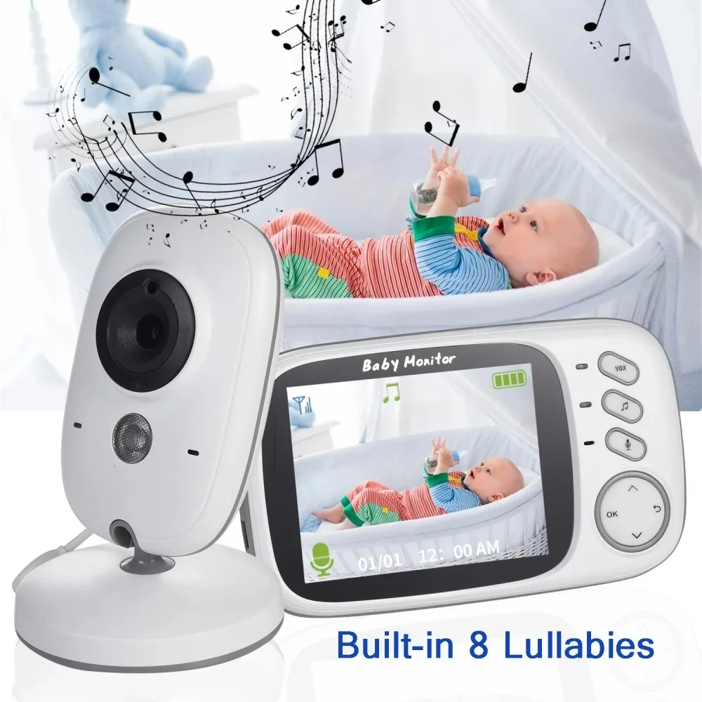 Video Baby Monitor 2.4G Two-way Audio Surveillance Camera With Temperature Display Screen Two Way Audio Indoor Camera