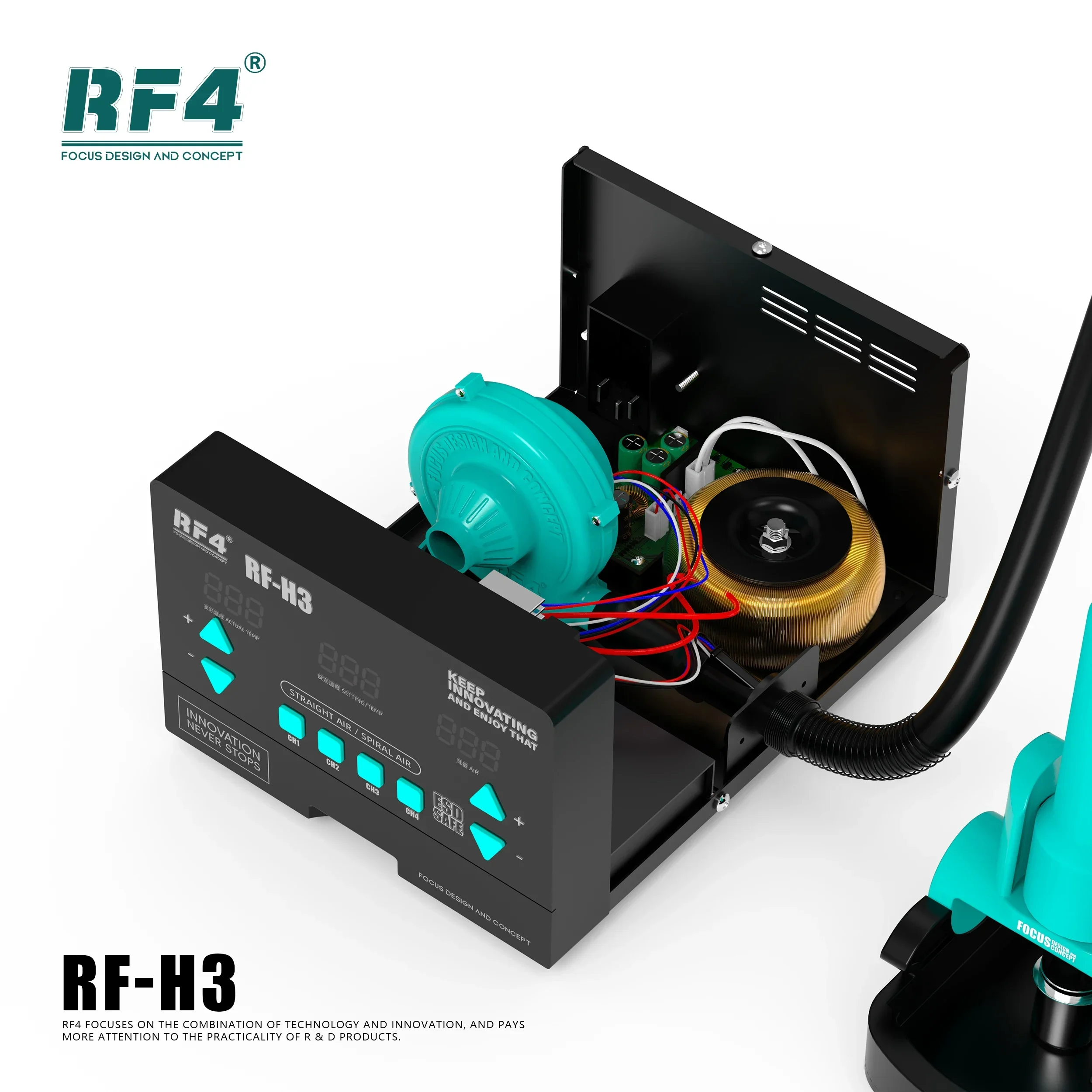 Pistola de aire caliente RF4, estación de desoldar de retrabajo Digital BGA, secador de calor de eliminación rápida para teléfono PCB SMD,