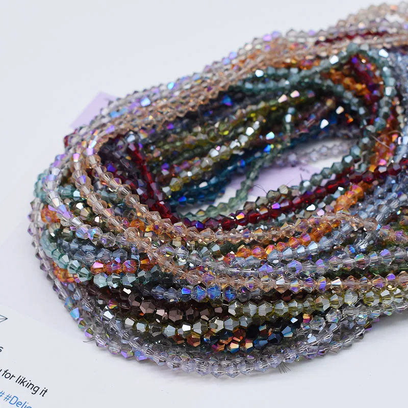 New Color 4mm 2 strand 160pcs Austria Faceted Bicone Crystal Glass Beads Loose Spacer Beads For Jewelry Making DIY