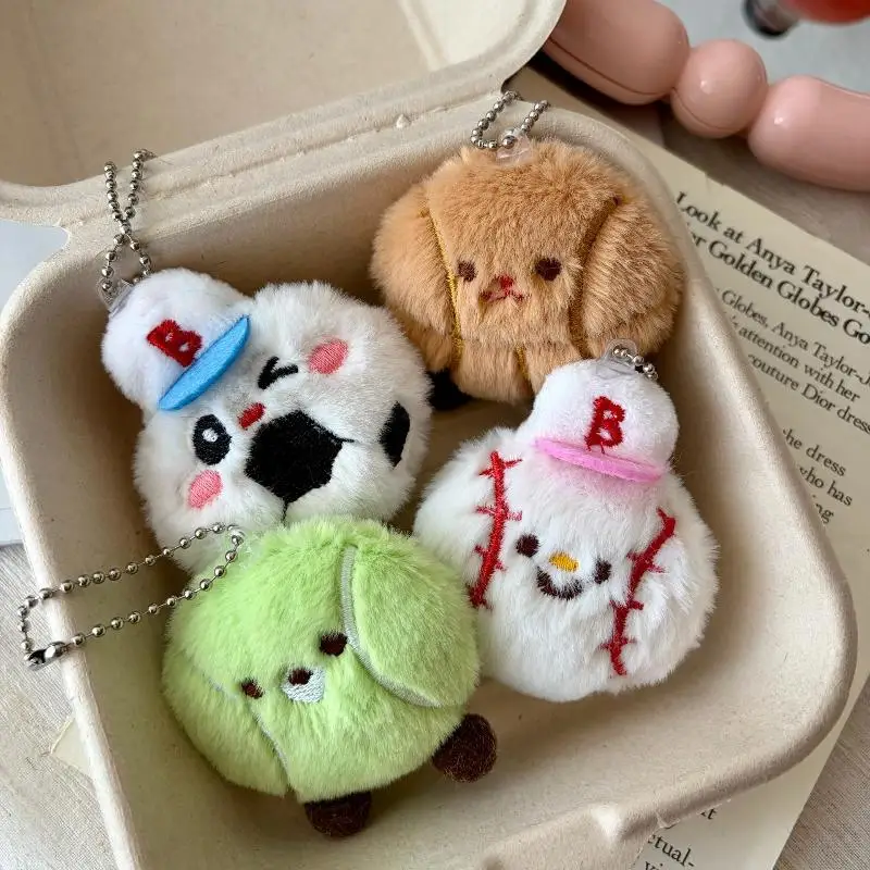 Cute Football And Badminton Plush Series Keychains For Women Bag Pendant Couple Car Key Chains Jewelry Gift Decoration Accessori