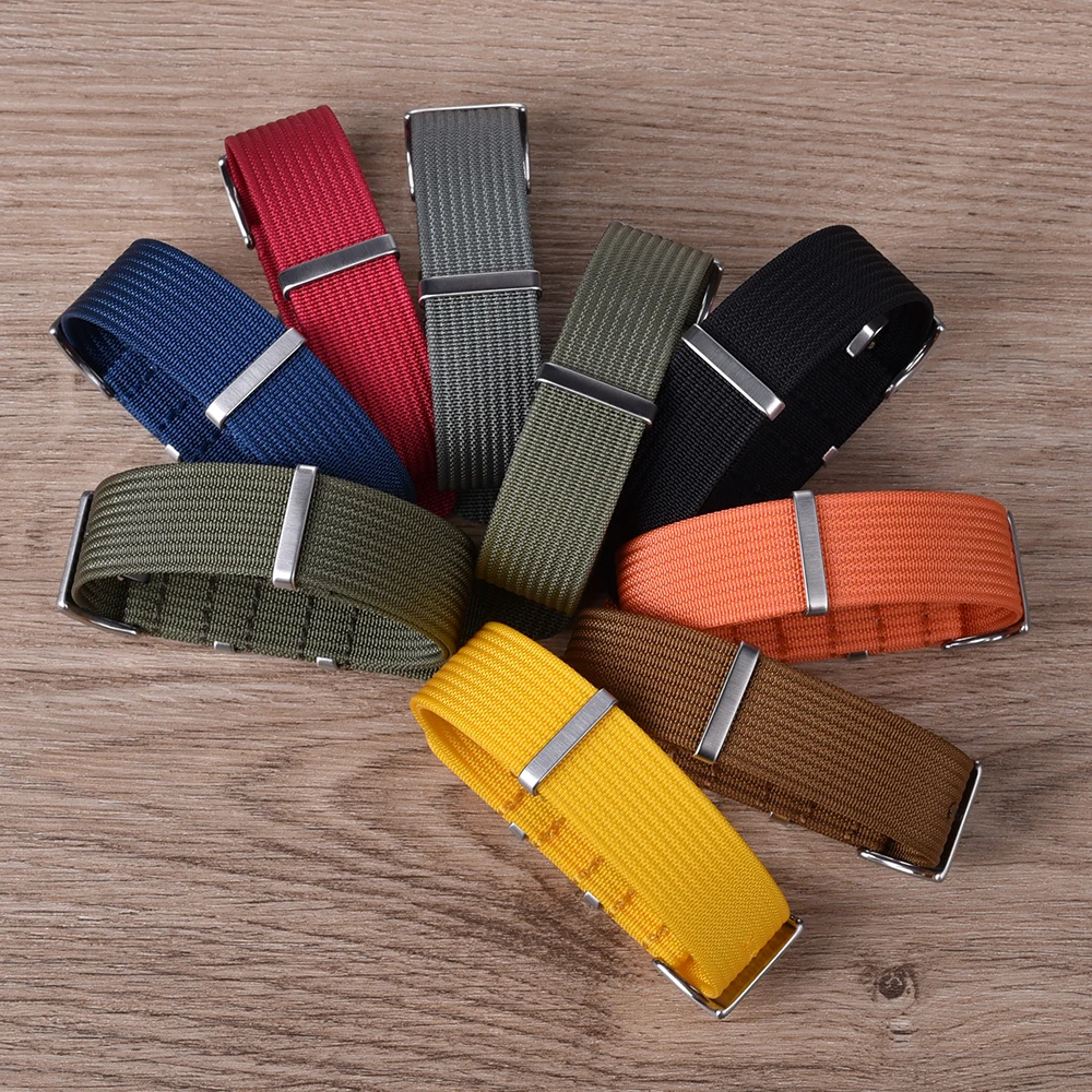 High Quality Stripe Ribbed Nylon Strap 18mm 20mm 22mm Watchband Fabric Braid Nylon Watch Bands ​Accessorie For Traditional Watch