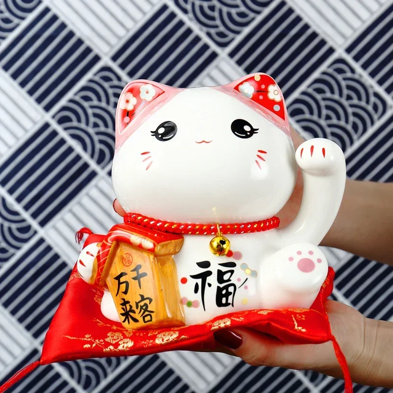 

6 Inch Ceramic Maneki Neko Money Box Lucky Cat Ornament Home Decoration Gift Feng Shui Fortune Cat Piggy Bank