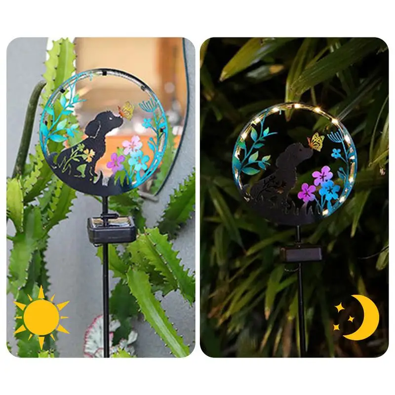 

Outdoor Solar Lights Yard Solar Lights Dog Butterfly Projection Design 34.25inch Outdoor Solar Garden Lights Solar Powered Light