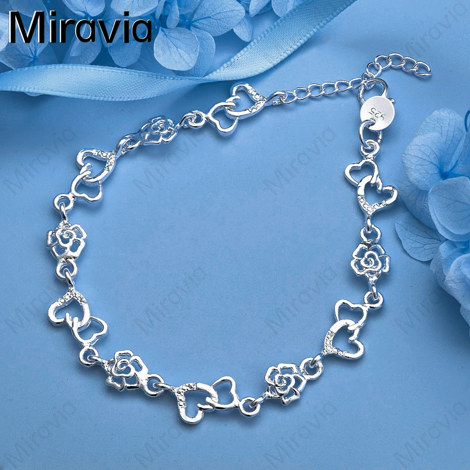 

Miravia 925 Sterling Silver Rose Heart Bracelet Charm Cute Women Party Jewelry