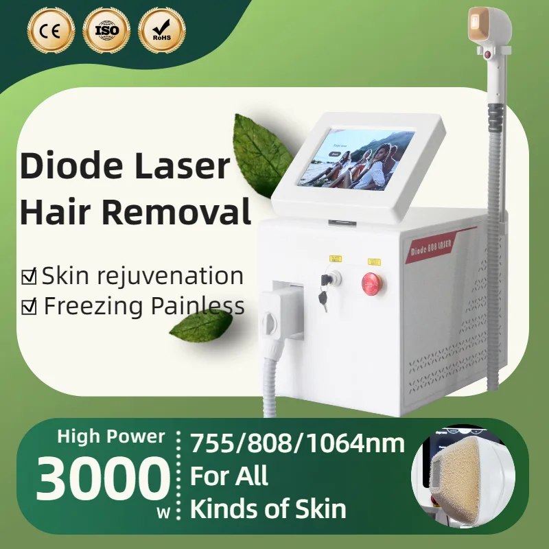 

808nm Diode Permanent Hair Remove 3 wavelengths Fast Depilation Painless Follicle Penetration Skin Rejuvenation Device