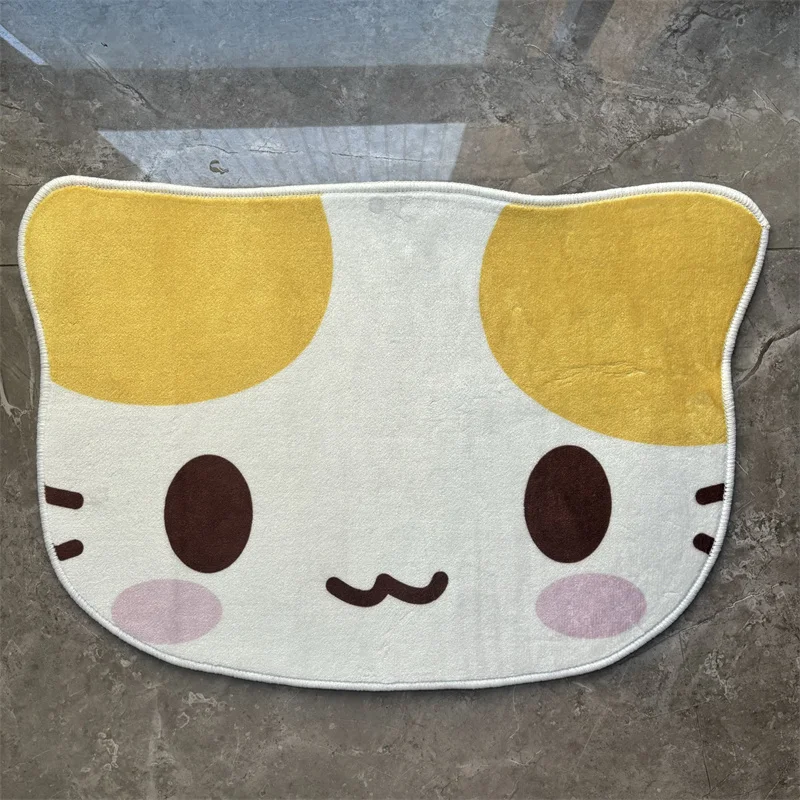 Masyumaro Fluffy Fuwa Nyanko Cat Carpet Special-shaped Cute Bedroom Mats Cartoon Kawaii Rug Room Decoration 90cm