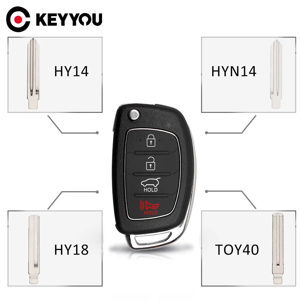 

KEYYOU 4 Button Filp Remote Car Key Shell Fob Case For Hyundai Mistra HB20 SANTA FE IX35 IX45 Accent I40 Solaris