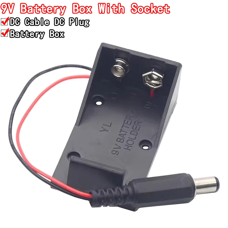 2018 Hot New 9V Battery Holder Box Case Wire with Plug 5.5*2.1mm for Arduino AU