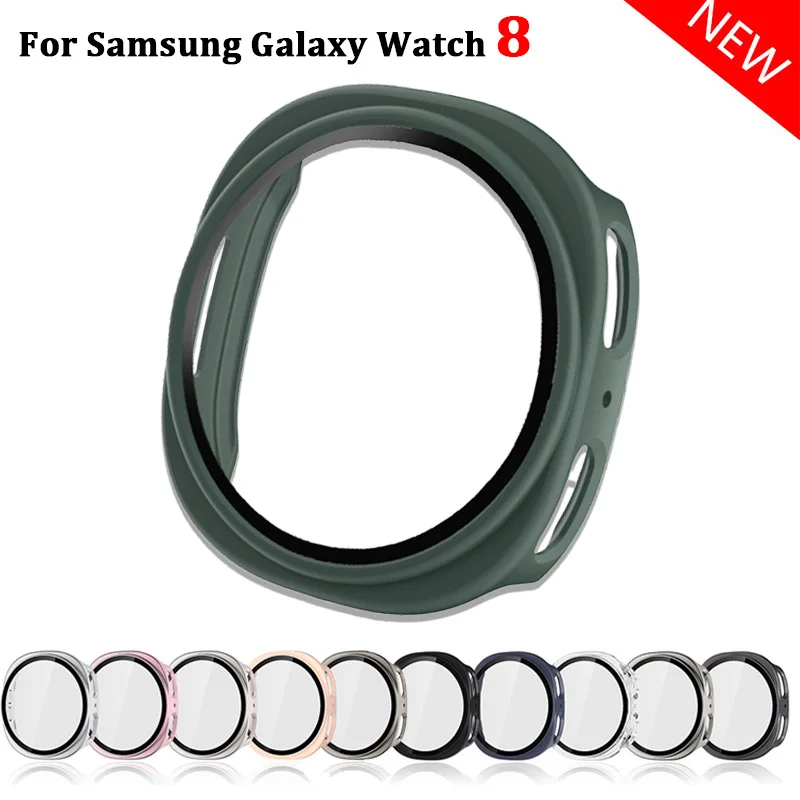 Gehärtetes Glas + Hülle für Samsung Galaxy Watch 8 Zubehör Rundum harter PC-Stoßrahmen Displayschutz 40 mm 44 mm Abdeckung