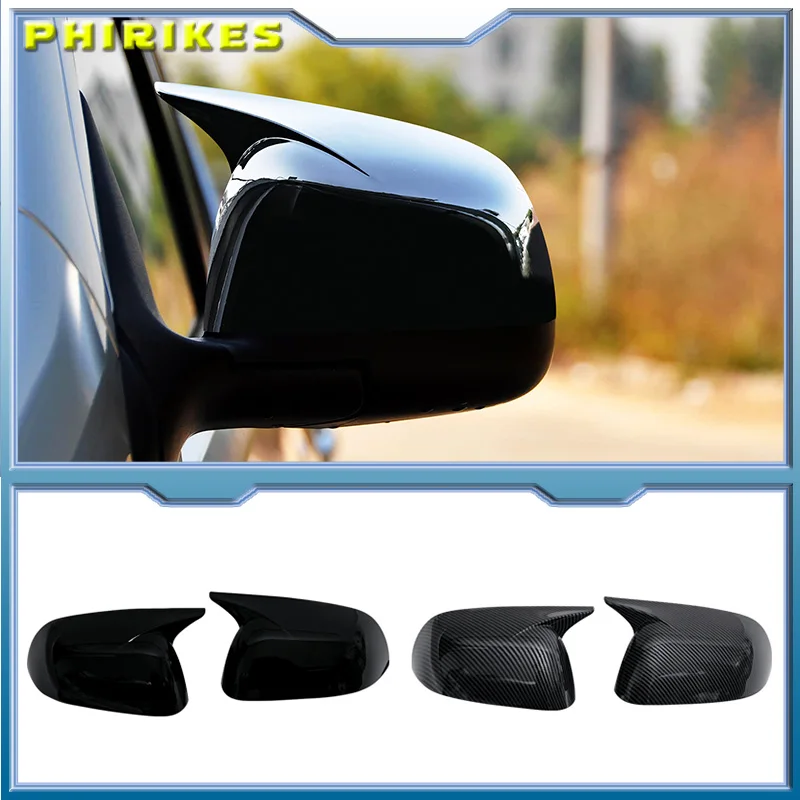2 Stück Rückspiegelkappenabdeckungen aus Kohlefaser im glänzend schwarzen Stil für Nissan Sunny 2010 2011 2012 2013 2014 2015 2016 Autoteile.