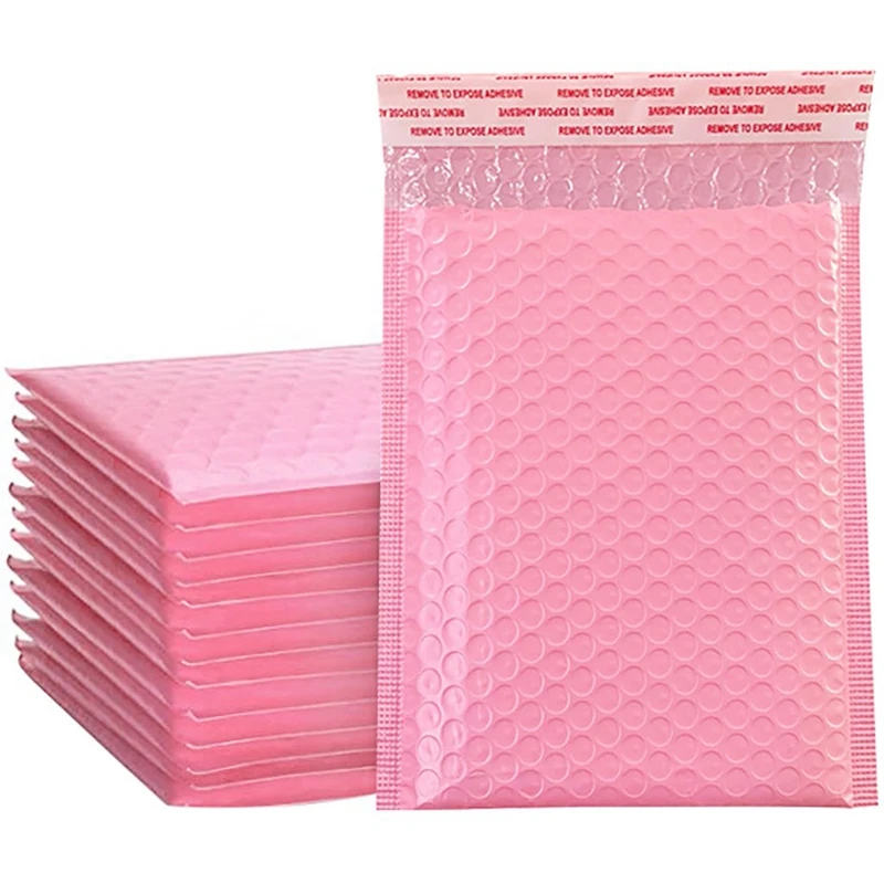 Self Seal Envelope Rosa com Bolha, Envelopes Acolchoados, Mailing Bag, Pacotes, Mailers, Espuma, 50Pcs