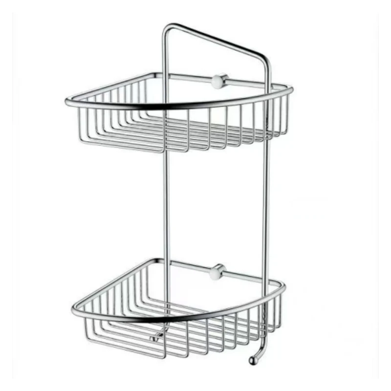 

Modern Minimalist Bathroom With Copper Double Layer Mesh Basket Hotel Household Bathroom With Two Layer Storage Rack Chrome