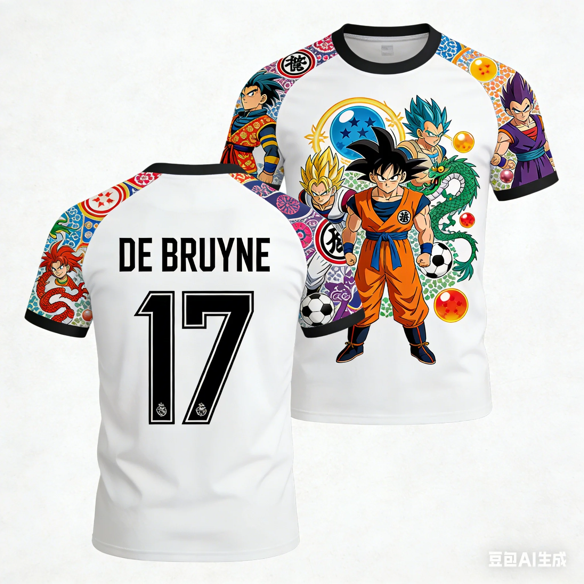 

Dragon Ball × Football Star Collaboration Number Print T-Shirt Unisex High Street Trend Loose Casual Short Sleeve