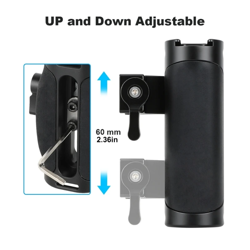 

Ergonomic Side Grip Handle with 1/4Inch Screw Mount For DSLR Camera Cage Prevents Slipping Easy Mounting Accessories K1KF
