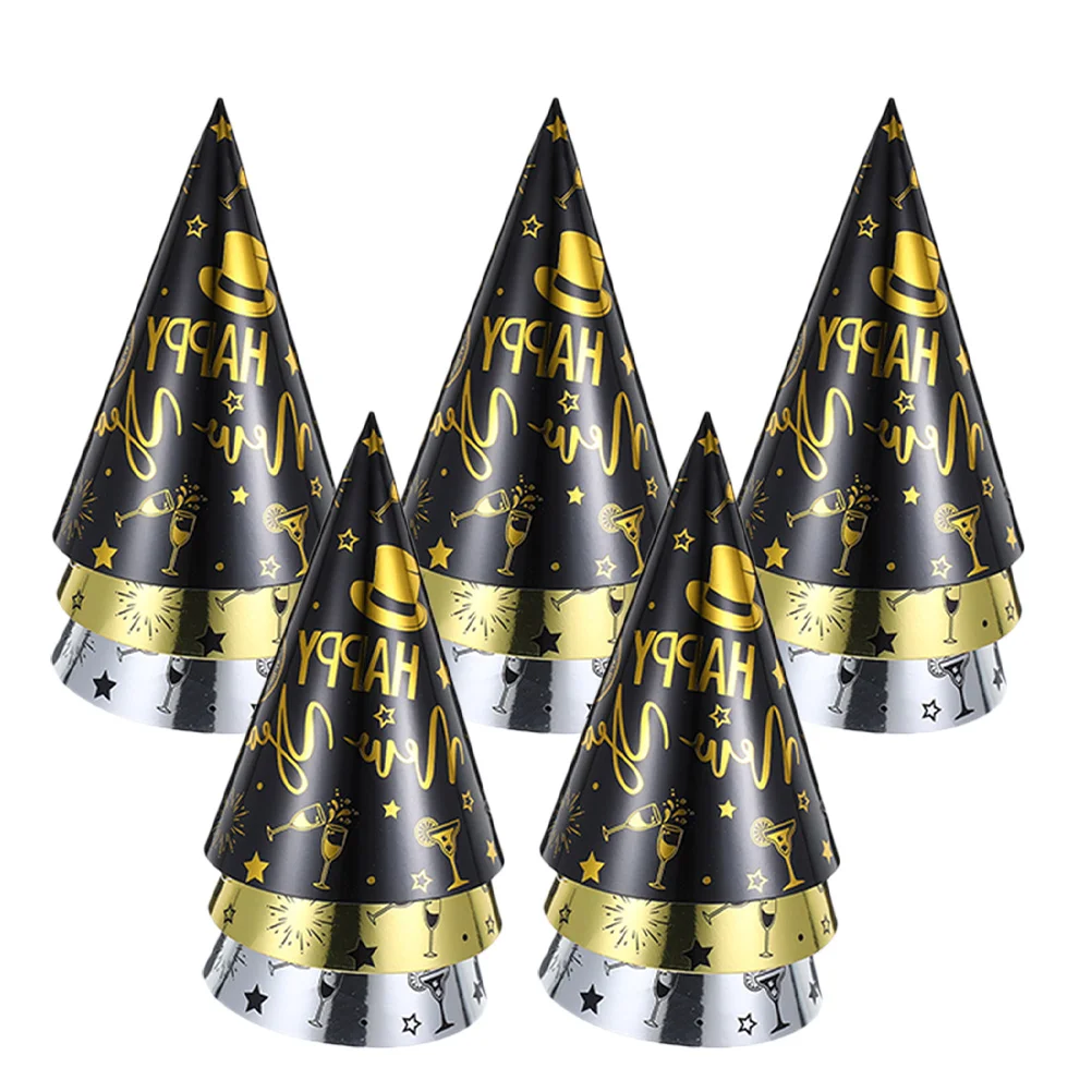 

15Pcs Happy New Year Party Hats Unique Design Comfortable Reusable for New Years Eve Party Supplies Funny Cone Paper Hats