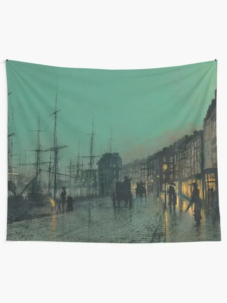 Shipping on the Clyde - John Atkinson Grimshaw Tapestry Aesthetic Home Decor Decoration Wall Decorations For Room Tapestry