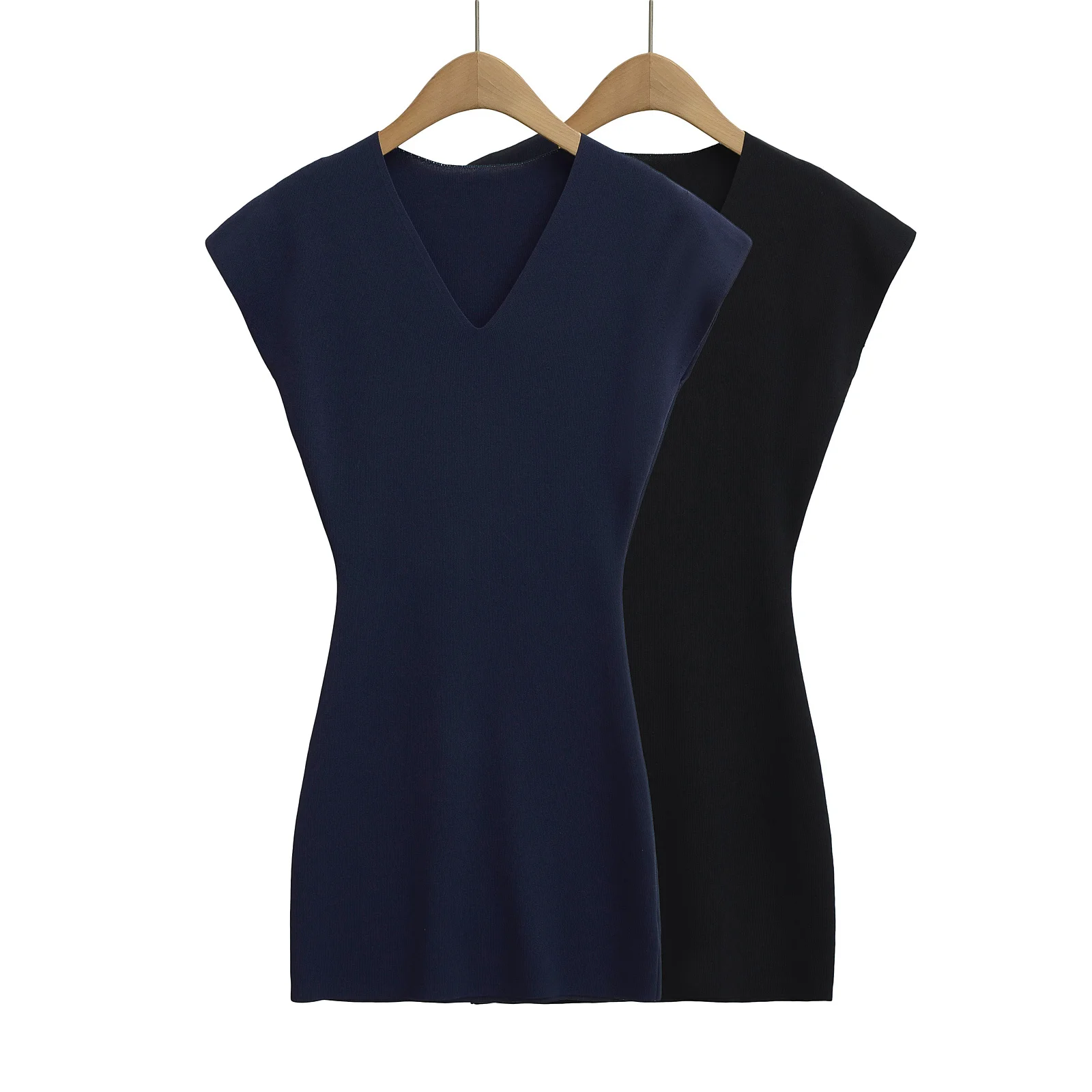 

Slim Fit V-Ne Knitted Dr Pure Desire Sle ort Sve Wrap around Long Dr Elastic Fabric Belted Waist High End Feeling