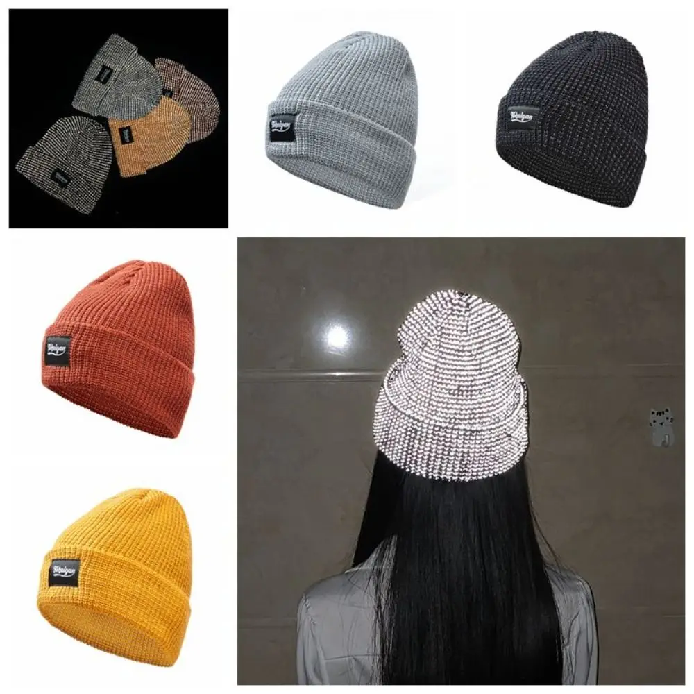 

New Breathable Reflective Beanie Stretch Reflective Knitted Hat Warm Enhanced Visibility Sports Reflective Hat Unisex