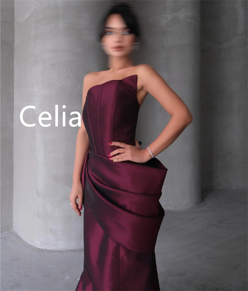 ชุดราตรีผ้าซาตินทรงเมอร์เมดแบบสั่งตัด ดีไซน์หรูหรา สายเดี่ยว ไม่มีแขน ชุดงานเลี้ยง ชุดออกงานพิเศษ