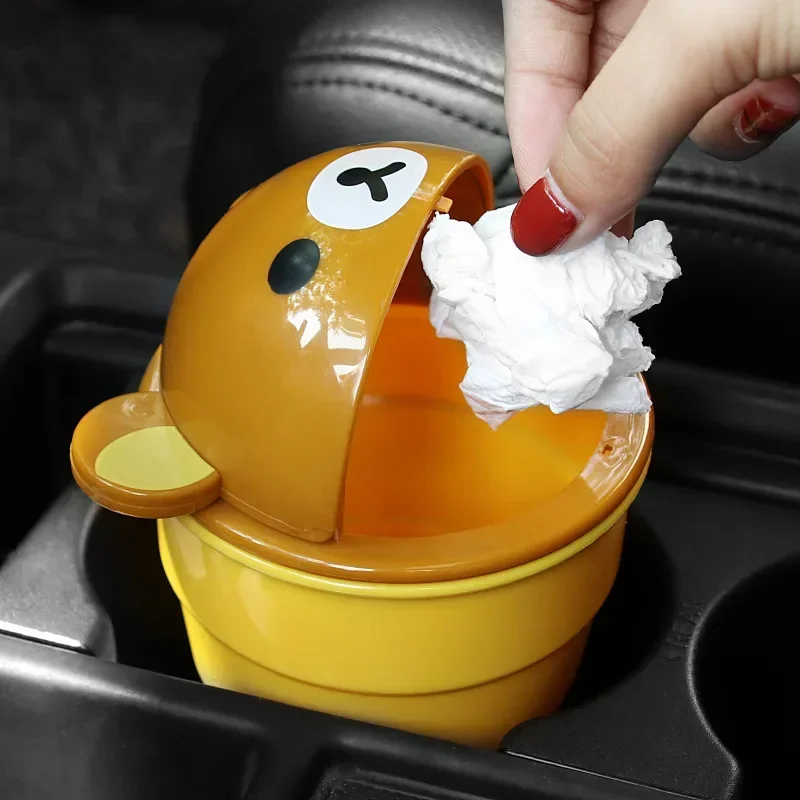 Car Trash Can Cute Storage Cup For Car Cartoon Trash Cup Bear Trash Can Storage And Sorting In The Car Automotive Goods 4