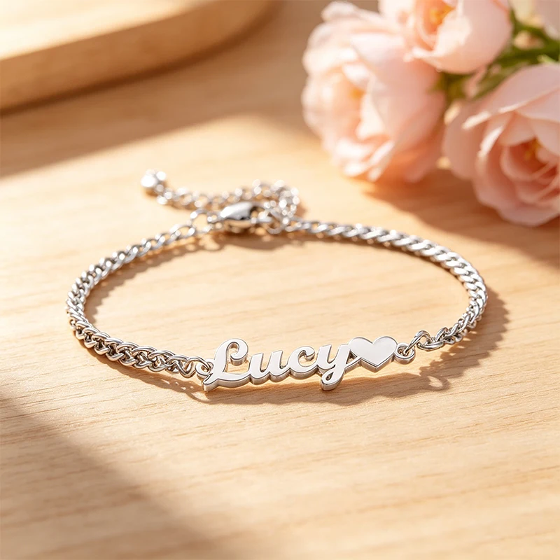Personalisiertes DIY Armband mit Ihrem Namen, Kubanische Gliederkette aus Edelstahl, Individueller Namensanhänger, Schmuck, Geschenk für Paare – Detail 10