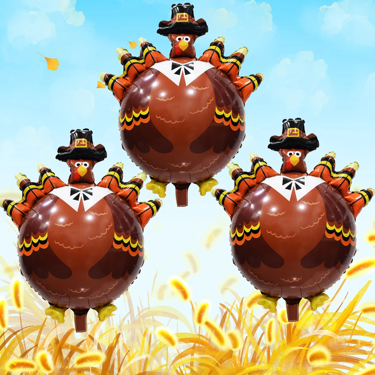 3 Stück Thanksgiving-Folienballons in Truthahnform, Thanksgiving-Party-Dekorationen, Erntedankfest-Dekoration