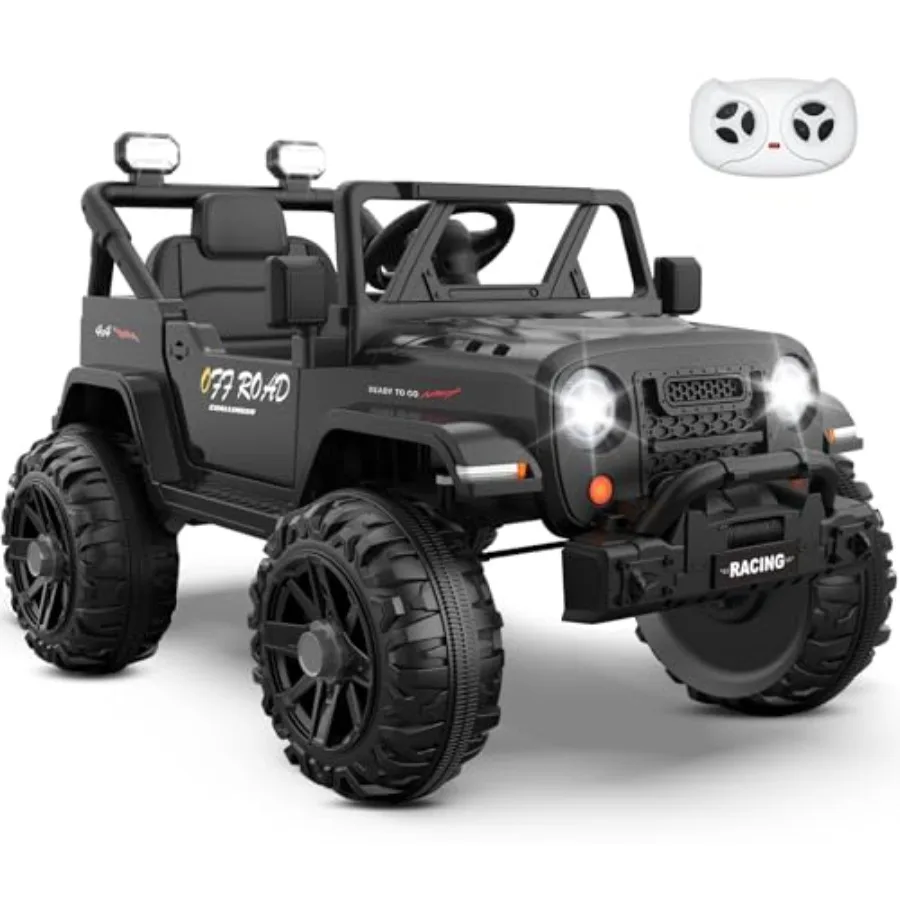 

12V Ride On Truck Car with Remote Control Electric Vehicles with Bluetooth Music Horn 3 Speeds 4 LED Lights Soft Start Ride on