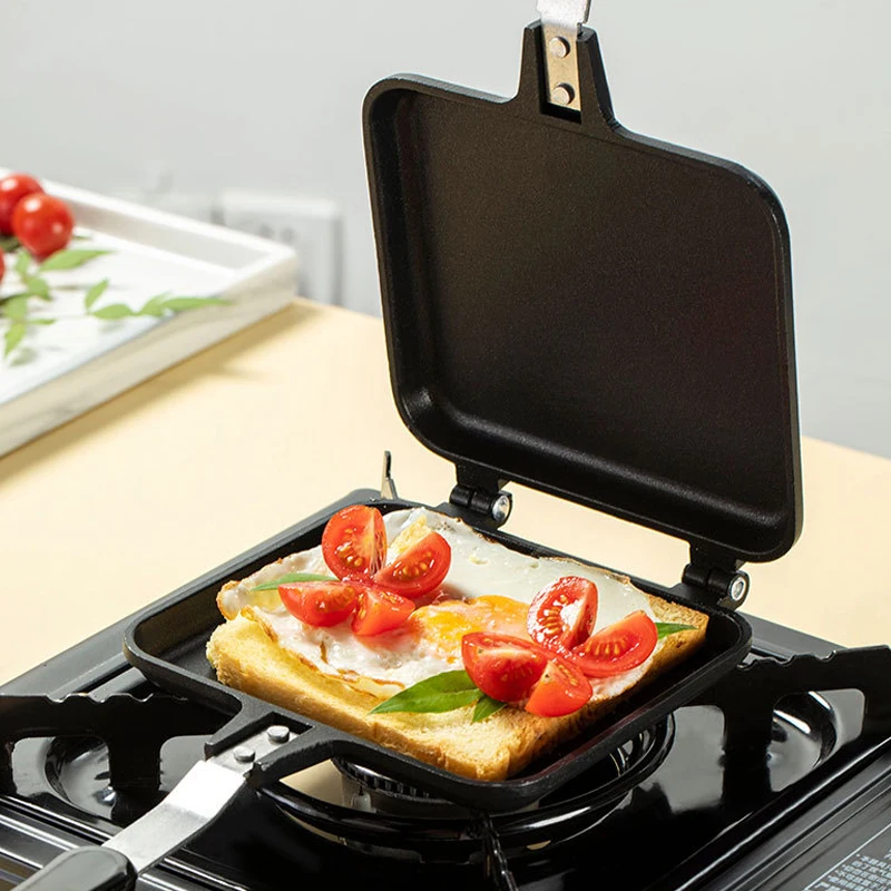 Kithen Sandwich Mould Double Sided BBQ Tray Bread Toast Bakeware Waffle Mold Egg Waffle Moulds Nonstick Double-sided Frying Pan