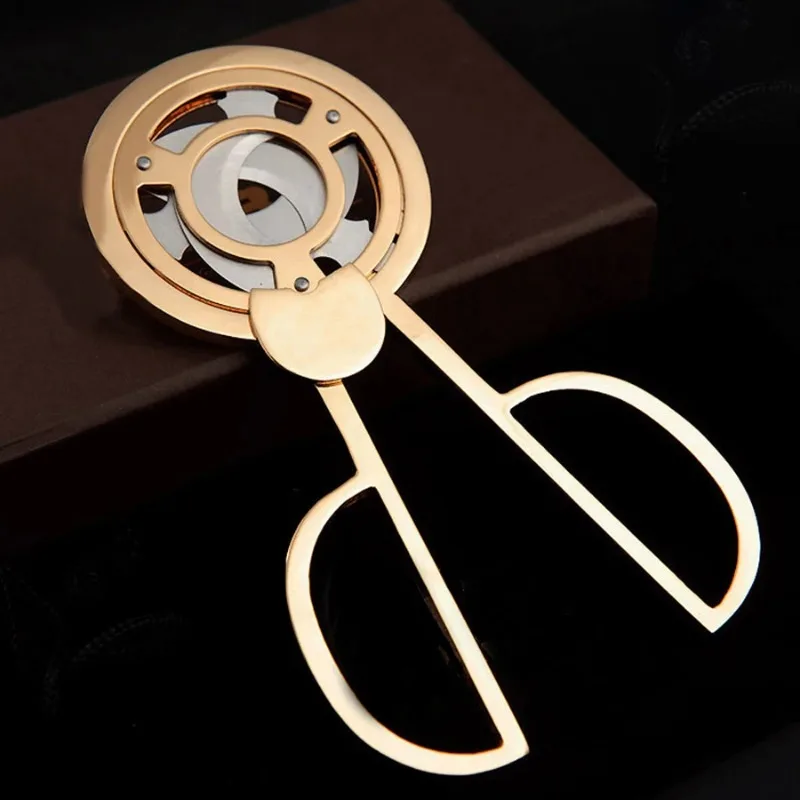 Stainless Steel Gold Plated Cigar Cutter Accessories 3 Sharp Blades For Smoking Luxury Cigars Scissors Pocket Gadgets