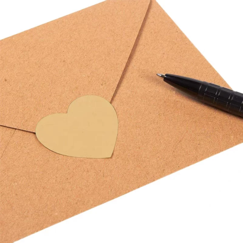 Kraft Paper Love Heart Shaped Sticker 25mm/38mm Seal Labels Stationery Sticker Scrapbooking for Wedding Party Gift Packaging