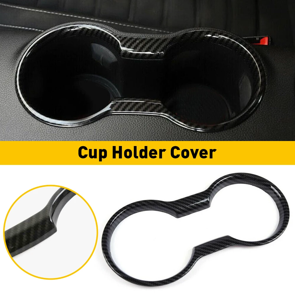 Carbon Fibre Cup Holder Cover Frame Car Interior Accessories Trim for Ford Mustang 2022 2021 2020 2015 2016 2017 2018 2019