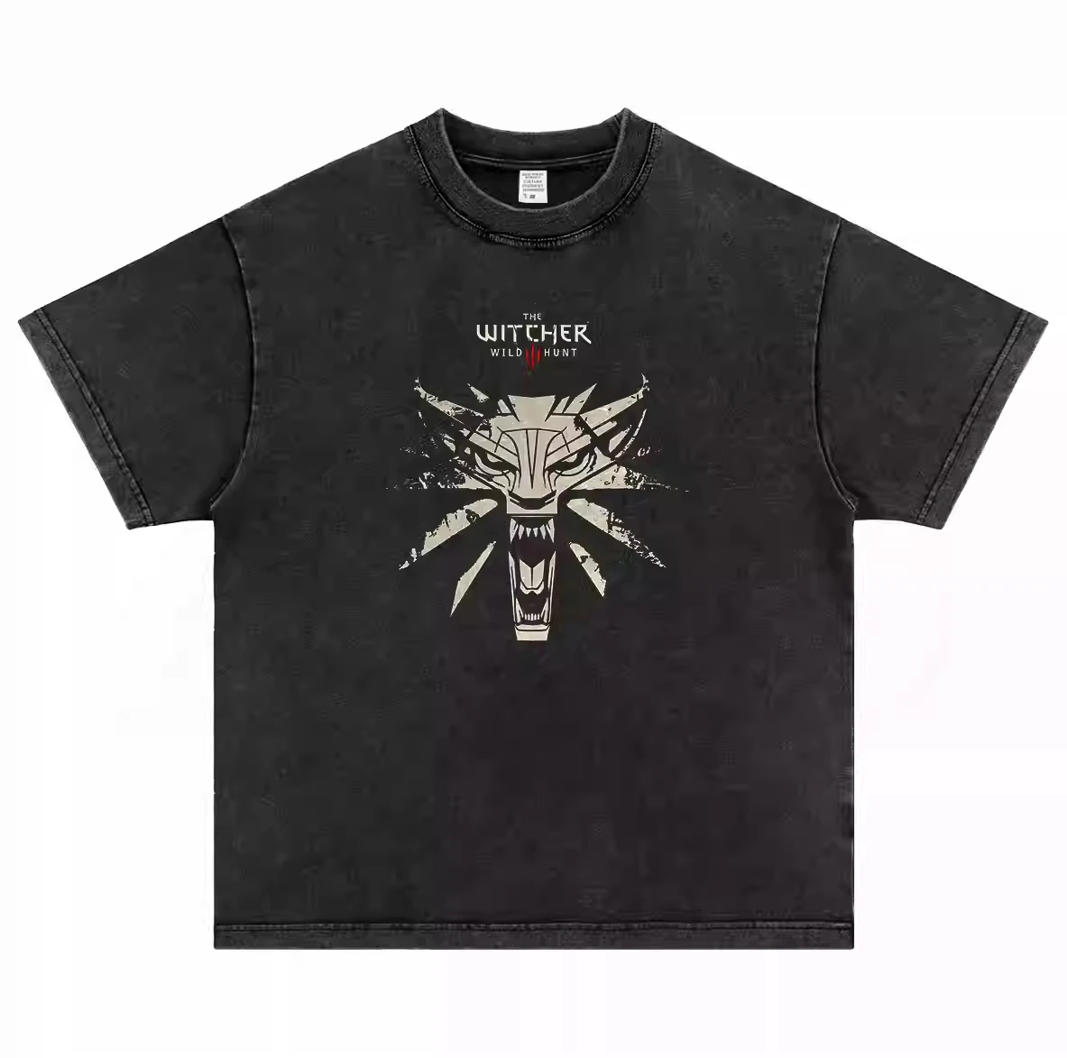 

2025 Bonfire Witcher 3: Wild Hunt White Wolf Geralt The Witcher Distressed Print Short-sleeved T-shirt Game Merchandise