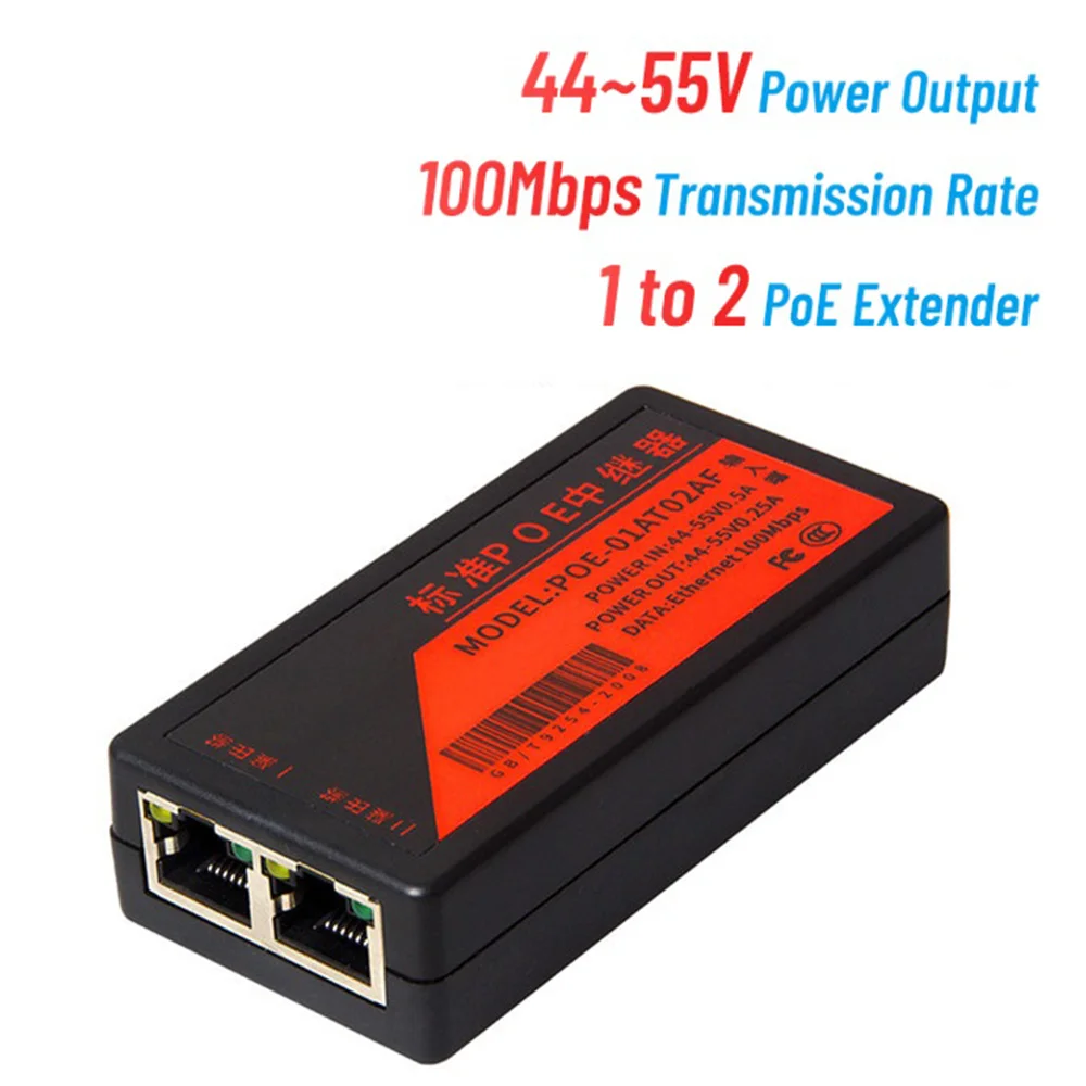 2-Port-POE-Extender 100 Mbit/s mit IEEE 802.3Af-Standard für NVR-IP-Kamera AP IP-SAME POE-Verlängerung 100 Meter für POE-Reichweite