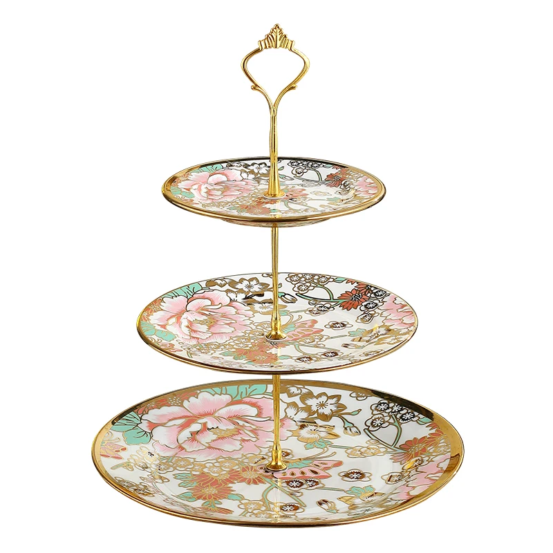 

Керамическая подставка для тарелок в европейском стиле, трехслойная тарелка с фруктами, тарелка с сухофруктами, тарелка для послеобеденного чая, десертная тарелка