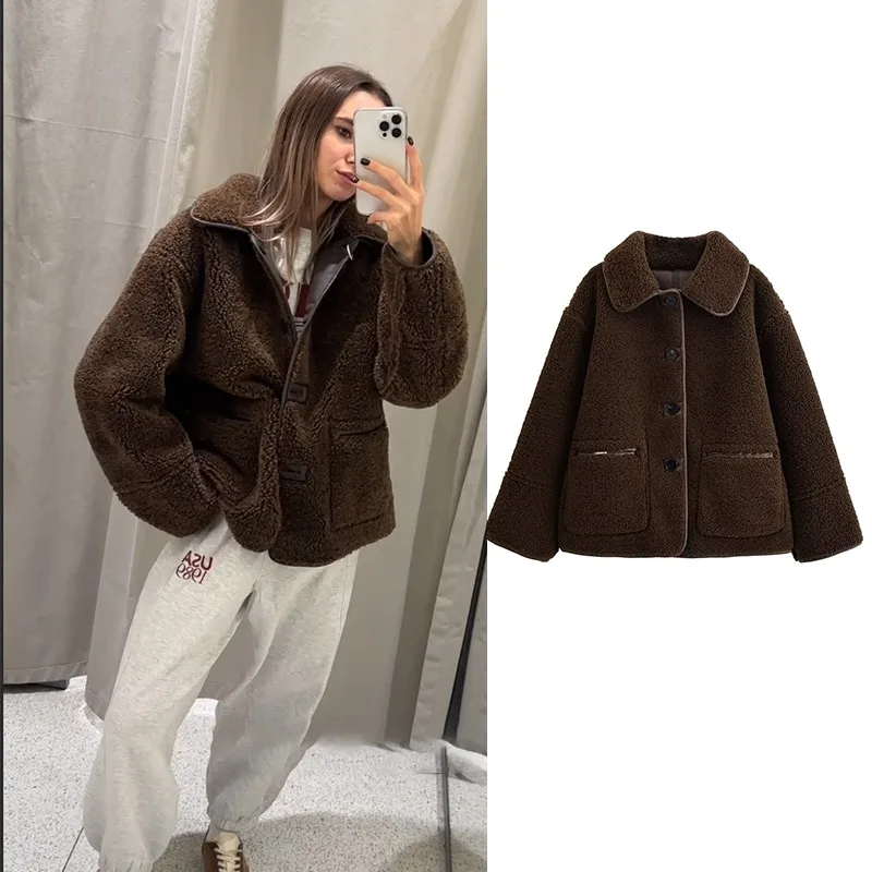 CharmChant Women's reversible shearling jacket Leather Jackets Winter 2025 Sheepskin Coat Female New in Coats warm Outerwears