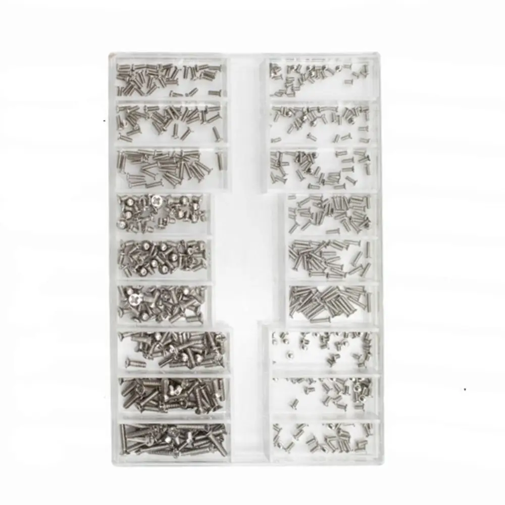 M1.2 / M1.4 / M2.0 Small Screws 18 Kinds Black Mini Screws Assortment Kit Stainless Steel Micro Screws Set Sunglasses