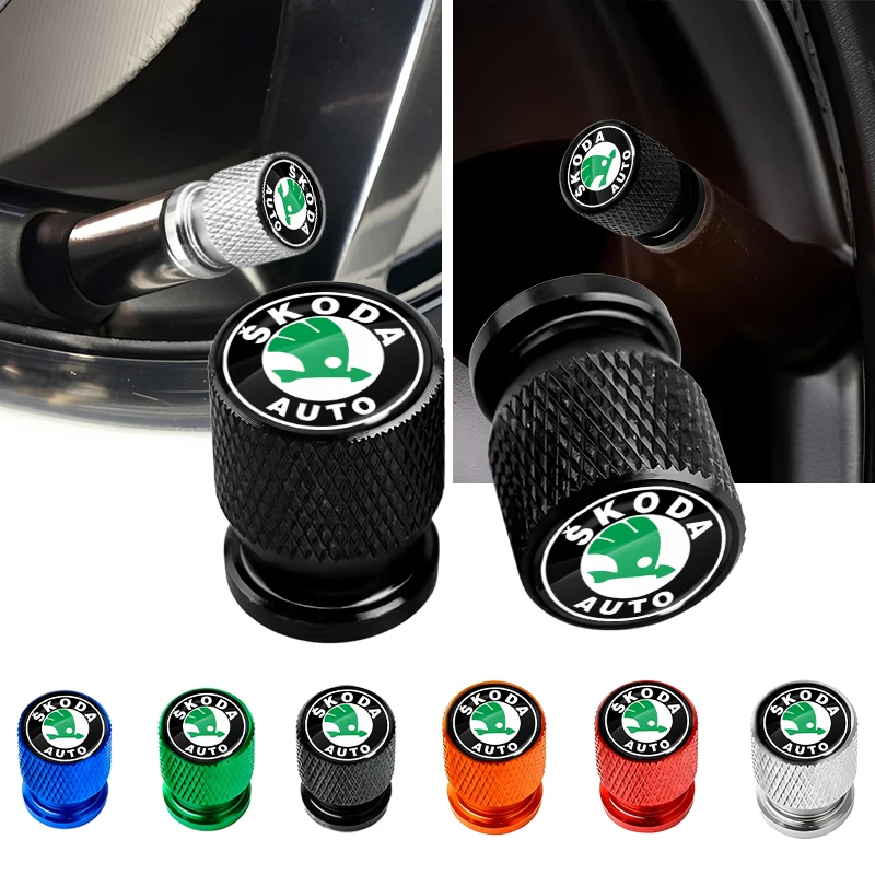 Bouchons de valve de pneu de voiture en aluminium, couvercle de valve d'air anti-poussière pour Skoda Octavia Fabia Kamiq Kapoq Rapid SCALA Superb